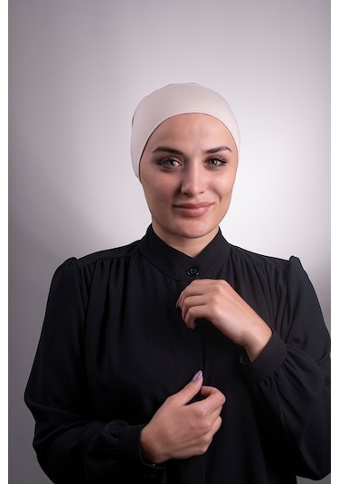 Bej Pratik Hazır Geçmeli Iç Bone Viskon Kumaş Dikişsiz Boru Bone Bej