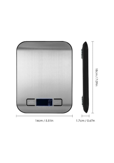 Fortunelane 5kg/1g Hassasiyetli Gümüş Dijital Terazi, 5 Birim, Tare, Dokunmatik, Işıklı Lcd, Pişirme & Pastane Terazisi, Farklı R Çok Renkli