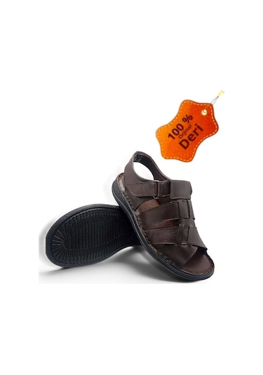 Magic Shoes Hakiki Deri Kahverengi Ortopedik Erkek Sandalet