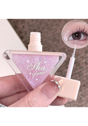 Elmas Köpüklü Sıvı Göz Farı Sedefli Pembe Tek Renkli Glitter Göz Farı Su 02 6.5ml 01