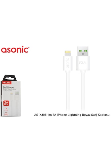 Asonic As-x305 1m 2a İphone Uyumlu Lightning Beyaz Şarj Kablosu - 31203