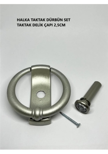 Homdep Dürbünlü Çelik Kapı Halka Model Taktak Tokmağı Delik Çapı 2,5cm Renk: Saten