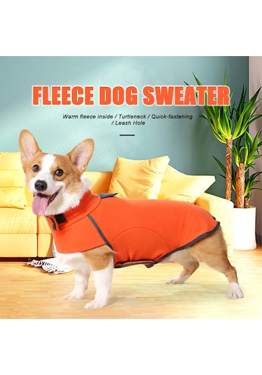 Geeksen Köpekler İçin Kışlık Isı Sağlayan Yünlü İç Katlı Turtleneck Triko - Turuncu, Beden S