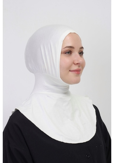 Pratik Esnek Likralı Boyunluklu Geçmeli Bone Beyaz