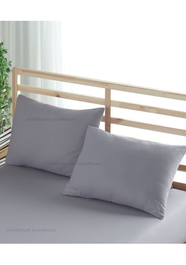 Formeya Ranforce %100 Pamuk Yastık Kılıfı 2 Adet 50X70 Kapaklı Gri