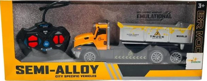 Uzaktan Kumandalı Oyuncak Damperli Kamyon Şarjlı Işıklı Full Fonksiyon İş Makinesi Rc Araç Çok Renkli