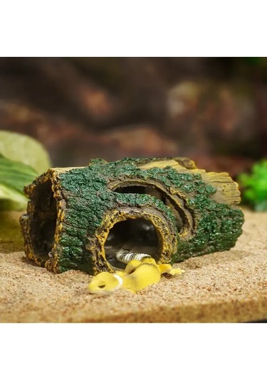 Vkemall Akvaryum Ağaç Delik Resin Dekorasyonu - Balıklar İçin Gizlenme Yeri Ve Orman Manzaralı Süs