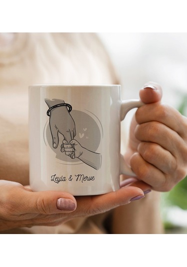 Bk Gift Kişiye Özel Siyah Beyaz Anne-çocuk El Tasarımlı Siyah Kupa Bardak -1, Anneye Hediye, Yeni Doğum Hediyesi Kobitmeyencom30284 Bk Gift