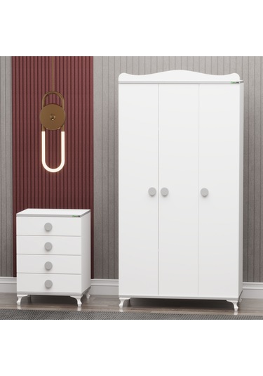 Yıldız 3 Kapaklı Dolap Ve Şifonyer- Gri