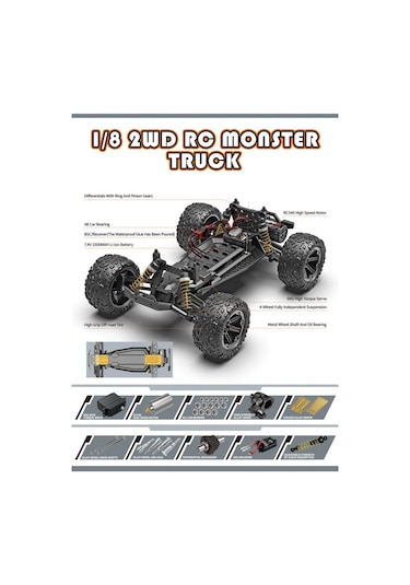 Büyük Boy Kumandalı Yüksek Hızlı Elektrikli Suya Dayanıklı 80km/h 1:8 Rc Oyuncak Araç Full Fonksiyon Araba Yeşil Yeşil