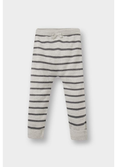 Defacto Erkek Bebek 2li Takım Hayvan Desenli Triko Kazak Çizgili Alt C9590a525augr503 Gri