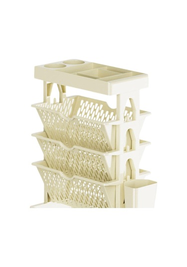 Suntek Mobil Kitaplık Arabası Tekerlekli Çok Amaçlı Bej