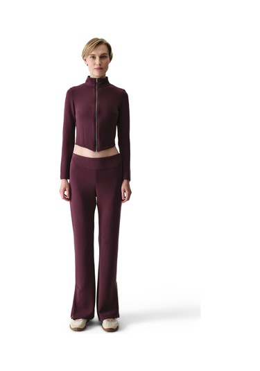 Penti Bordo Fermuarlı Bisiklet Yaka Modal Sweatshirt