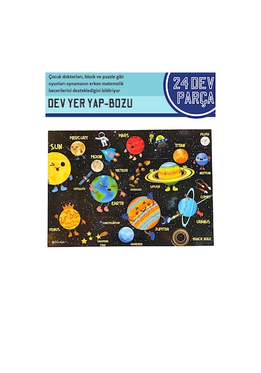 Doerkids Dev Gezegenler Puzzle Jumbo Yer Puzzle Eğitici Solar Sistem 24 Parça Gezegenler Eğitici Puzzle