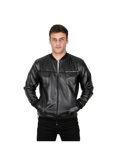 Deepsea Erkek Siyah Suni Deri Kolej Mont 23020660 Siyah