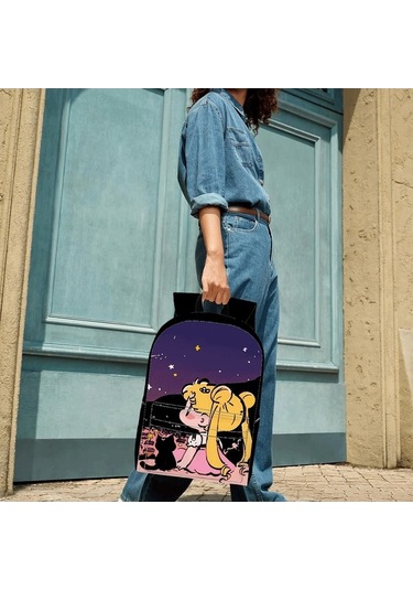 Trendooze Uygun, Siyah Siyah Sırt Seyahat, Sailor Organizasyon Moon Kawaii Karikatür, İş İnç İle, İçin, Genç, Dizüstü Çoklu Cf95 Çantası, Çalışması Bölmeleri Bilgisayara 15.6 Cf Siyah