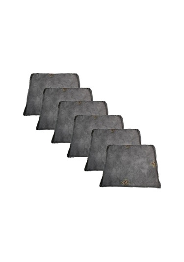 Knsz sırt minderi 6 lı mazlum gri işlemeli kumaş cırtlı tel sandalyesi sırtı için