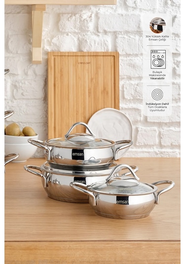 Emsan Cemre 6 Parça Çelik Sahan Seti