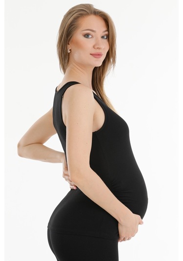 Hamile Modal Atlet Kalın Askılı Siyah