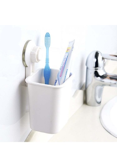 Sones Vakumlu Duvar Diş Macunu Diş Fırçası Tutucu Banyo Rafı Beyaz Diğer