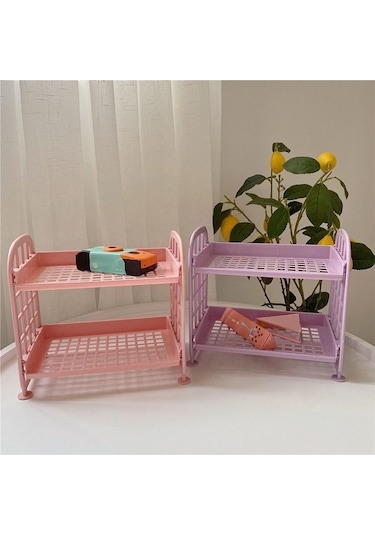 Mavi Kawaii Macaron Minimalist Masa Masaüstü Organizatör Depolama Rafı Öğrenci Yurdu Katlanır Içi Boş Raf Cilt Bakımı Depolama Rafı