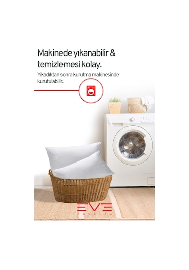 Eve Tekstil Micro Silikon Elyaf Nonwoven Yıkanabilir Antialerjik Yastık 6'lı 50 x 70 CM 700 G Beyaz