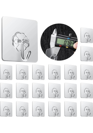 Padalink 20 Adet Şeffaf Otomatik Yapışkan Duvar Kancası - Pvc Ve Paslanmaz Çelik, Ev Dekorasyonu, Mutfak, Banyo İçin Kullanım Kolay