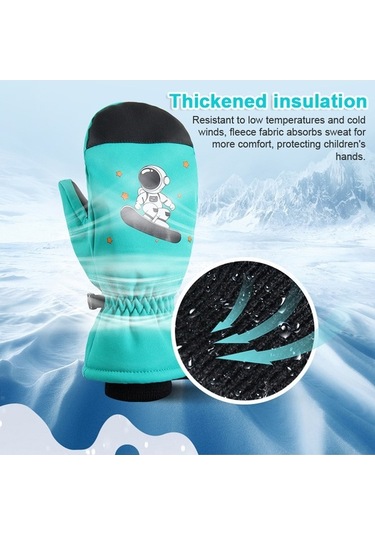 Pazly Su Geçirmez Rüzgar Geçirmez Bisiklet Eldiveni Çocuk Kışlık Kalın