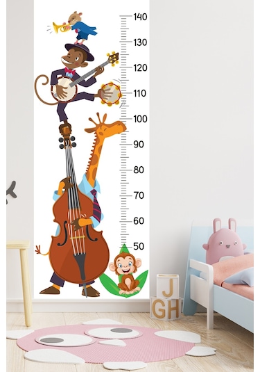 Müzisyen Hayvanlar Boy Ölçer Sticker Boy Ölçüm Cetveli