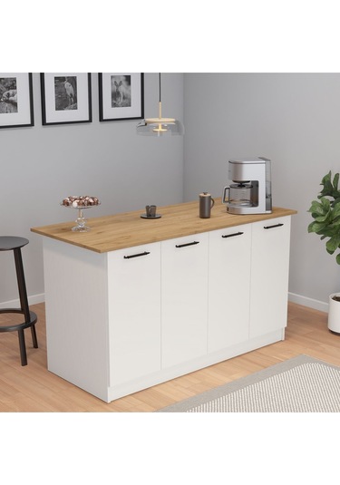 Umg Mobilya Patentli 160lık Benzila Siyah Kulplu Ada Mutfak, Mutfak Dolabı, Çok Amaçlı Dolap Beyaz - Meşe Umg Mobilya Patentli 160lık Benzila Siyah Kulplu Ada Mutfak, Mutfak Dolabı, Çok Amaçlı Dolap Beyaz - Meşe