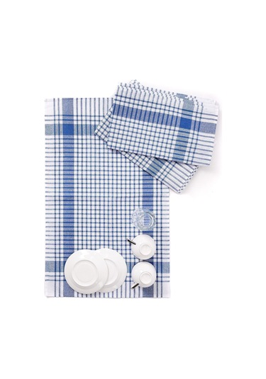 Pamuklu Mavi Renkli Pöti Kareli 4'lü Kurulama Bezi, Beslenme Örtüsü, Servis Peçetesi