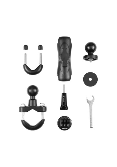 Puluz Motosiklet Gidon Sabit Montajlı U-bolt Taban Tutucu Gopro Ve Diğer Aksiyon Kameraları İçin Siyah