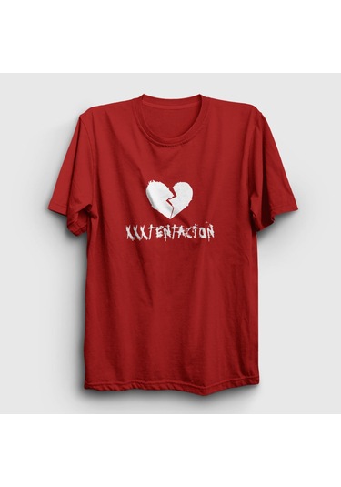 Presmono Unisex Broken Heart Xxxtentacion T-shirt Kırmızı