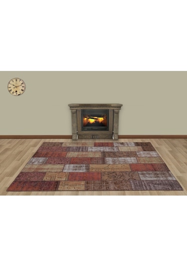 Gerçek El Dokuma Eskitme Patchwork Halı Model 5561