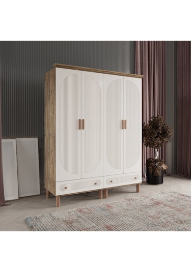 Beenal Furkan 4 Kapaklı Gardırop Dolap 160cm Atlantik Çam-aytaşı