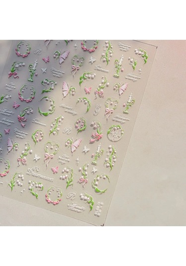 Flybuy Bahar Pembe Zambak Çiçekli Mumluk Kalp 5d Nail Art To4871