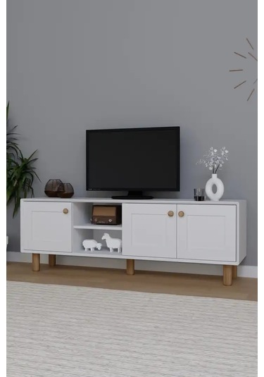 Bohem Serisi Natura Mat Beyaz Tv Ünitesi Beyaz