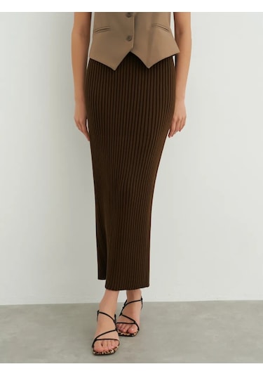 Verlabell Triko Ribana Maksimum Uzun Etek 321683825 Kahverengi