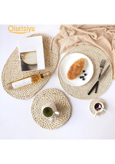 Rattan Örgü Yuvarlak Oval Servis Altlığı 11cm Diğer