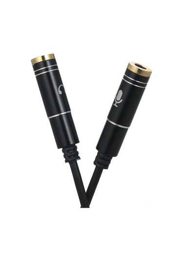 Honmex 3.5mm Tek Erkekden Çift Dişeye Ses Çevirici Kablosu, 30cm Uzunluk, Siyah, Alloy+bakır Malzeme