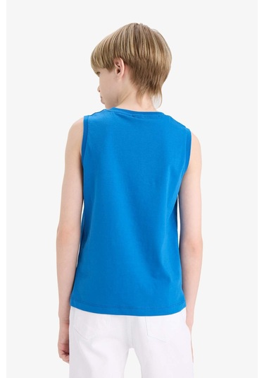 Defacto Erkek Çocuk Bisiklet Yaka Baskılı Atlet F0687a825hsbe333 Mavi