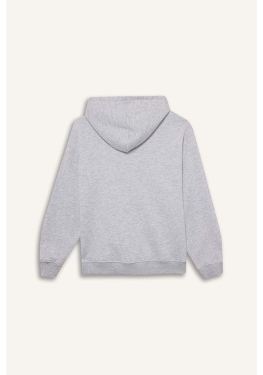Defacto Relax Fit Kapüşonlu Basic Düz Kalın Sweatshirt D9935ax25wngr93 Gri