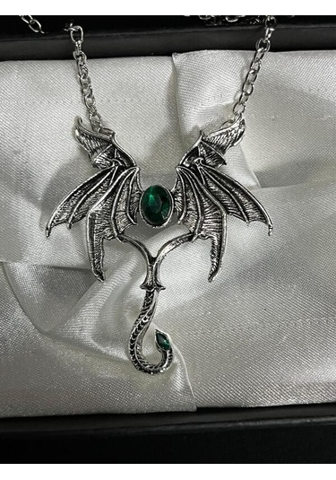 DÜKKAN DESİGN Dükkan Design Mitolojik Snake Head Dragon Kolye Gri - Siyah