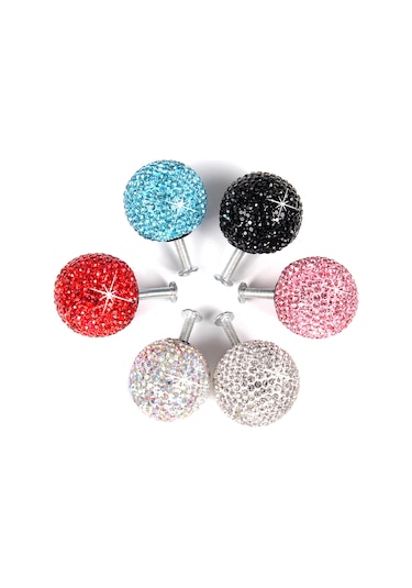 Yifomall Simli Taşlı Kristal Küre Tutamak - Dolap Ve Çekmeceler İçin Şık Kırmızı Kapı Kolu