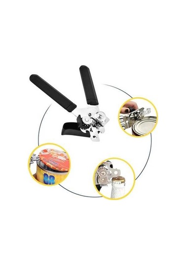 Pazly Pratik Kamp & Ev Kullanımı Siyah Konserve Açacağı Şişe Kapağı Aleti - Çok İşlevli Mutfak Aleti Siyah