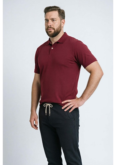 Defacto %100 Pamuk Polo Tişört H1650ax26spbr285 Bordo-br285