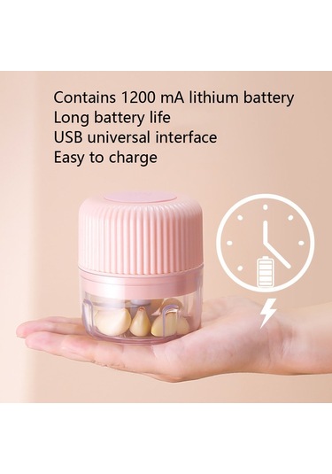 Cbtx Ev Sebze Kesme Elektrikli Usb Sarımsak Ezici Bebek Mini Pişirme Makinesi Bebek Maması Takviyesi Makinesi, Stil: 100ml + 250ml Pembe