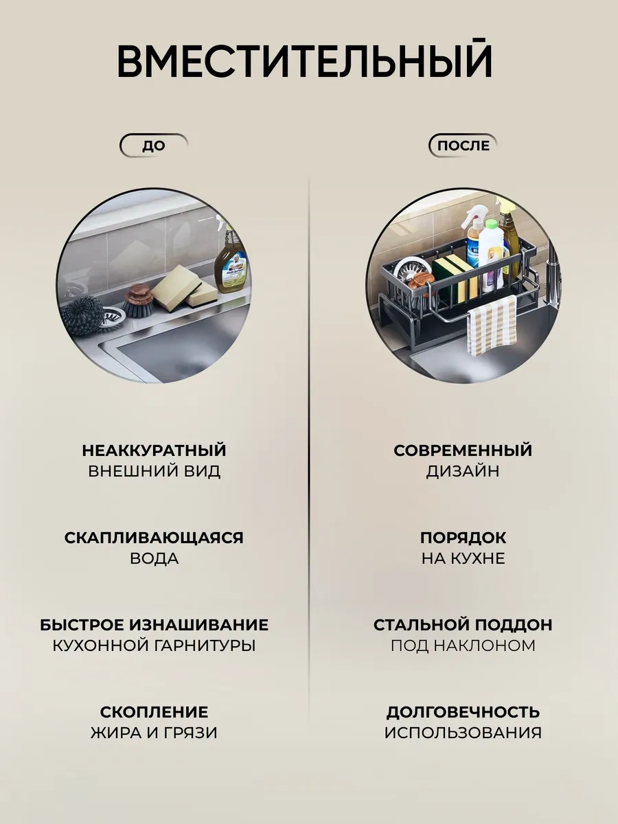 Okra Mutfak İçin Düzenleyici, Süngerler Ve Temizlik Ürünleri İçin 297943583 Siyah