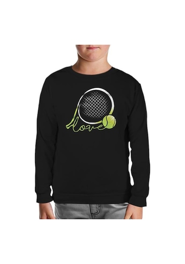 Lord Tshirt Tenis - Love The Ball Siyah Çocuk Sweatshirt