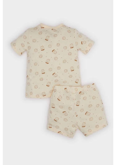 DeFacto Erkek Bebek Pijama Takımı Desenli Kısa Kollu Penye Üst Beli Lastikli Şort E1187A525HSER142 Ekru DeFacto Erkek Bebek Pijama Takımı Desenli Kısa Kollu Penye Üst Beli Lastikli Şort E1187A525HSER142 Ekru